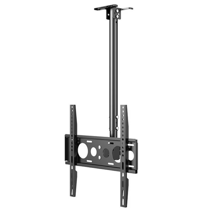 Suport TV de tavan reglabil, televizor 26-60 inch, rotire 360 grade, incarcare 40kg, otel laminat, negru