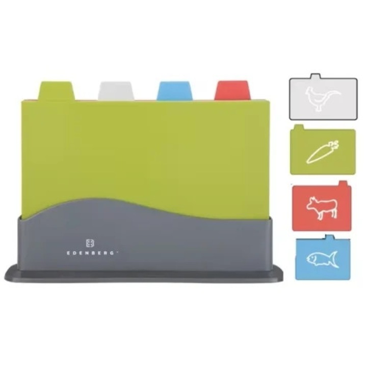 Set 4 tocatoare din plastic Edenberg cu suport, 30 x 20 cm, multicolor