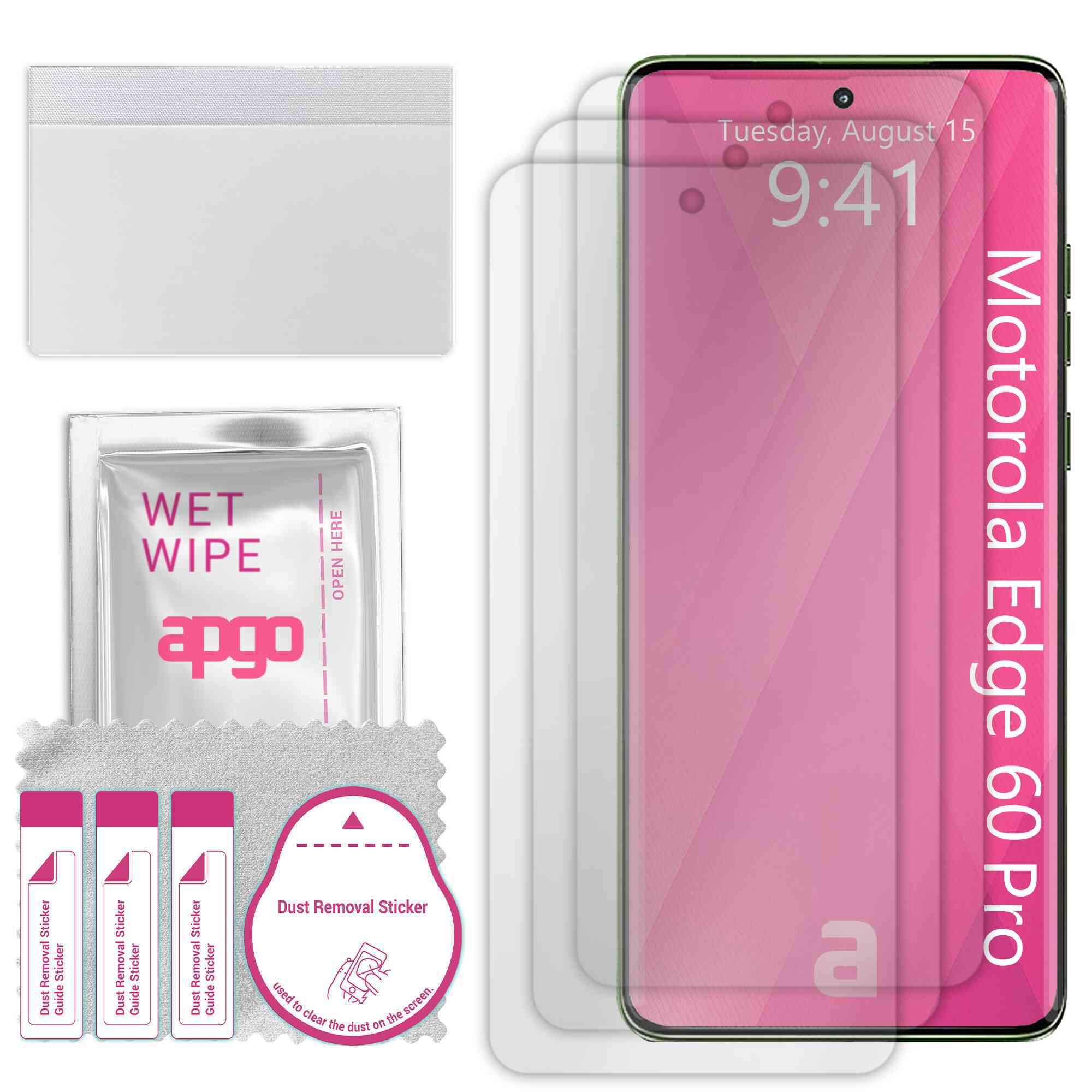 3x folie de protectie apgo pentru Motorola Edge 60 Pro – afisare completa, lucioasa, hidrogel, full glue, 5D