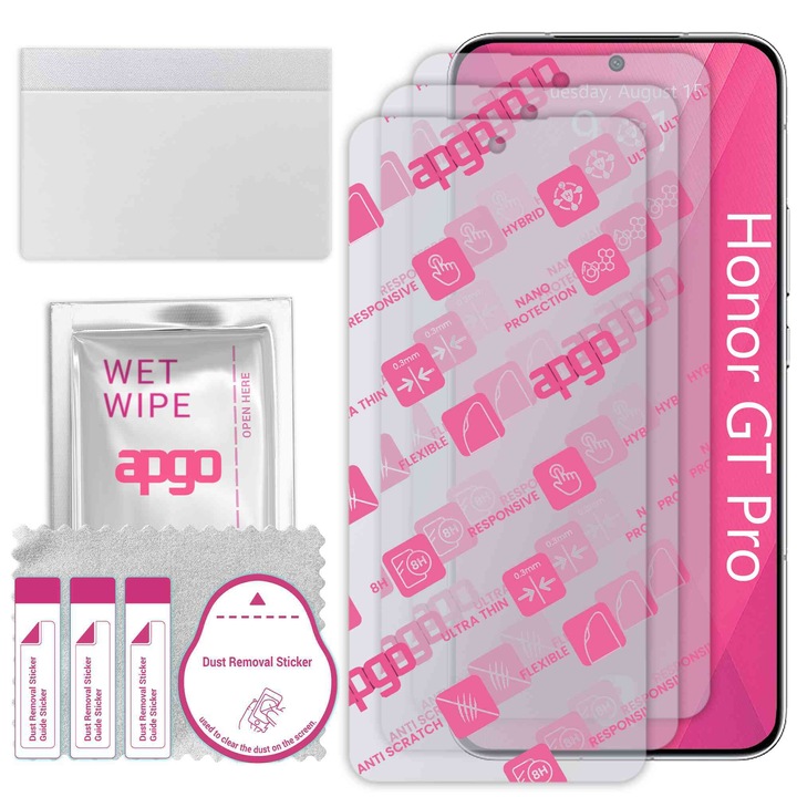 3x apgo Ultra-Clear Hybrid sticla protectoare compatibila cu Honor GT Pro, sticla nano flexibila, inlocuire excelenta pentru sticla temperata, rezistenta la zgarieturi