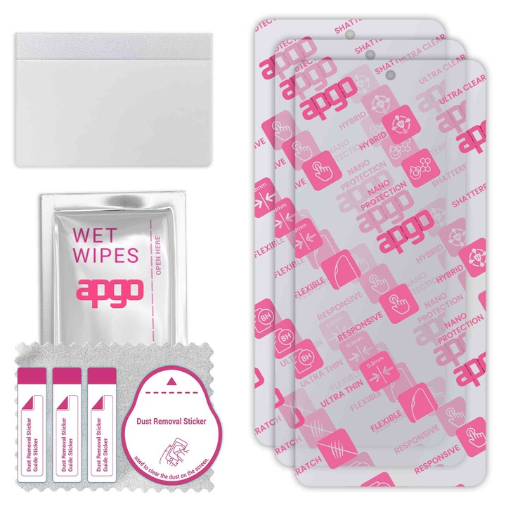 3x apgo Ultra-Clear Hybrid sticla protectoare compatibila cu ZTE Anshin Family, sticla nano flexibila, inlocuire excelenta pentru sticla temperata, rezistenta la zgarieturi