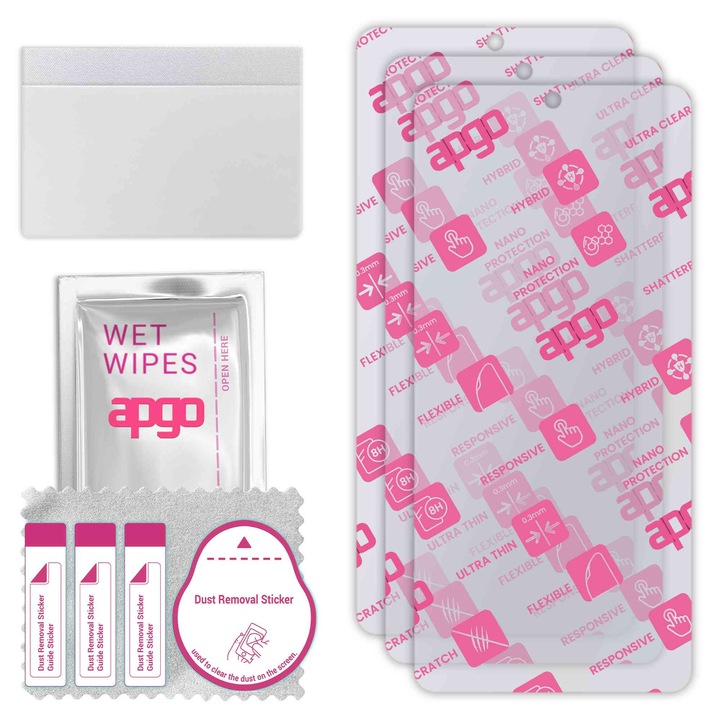 3x apgo Ultra-Clear Hybrid sticla protectoare compatibila cu Sharp Aquos R7s, sticla nano flexibila, inlocuire excelenta pentru sticla temperata, rezistenta la zgarieturi