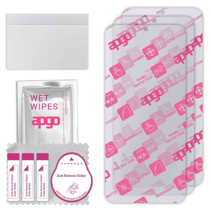 3x apgo Ultra-Clear Hybrid sticla protectoare compatibila cu Xiaomi Poco C65, sticla nano flexibila, inlocuire excelenta pentru sticla temperata, rezistenta la zgarieturi