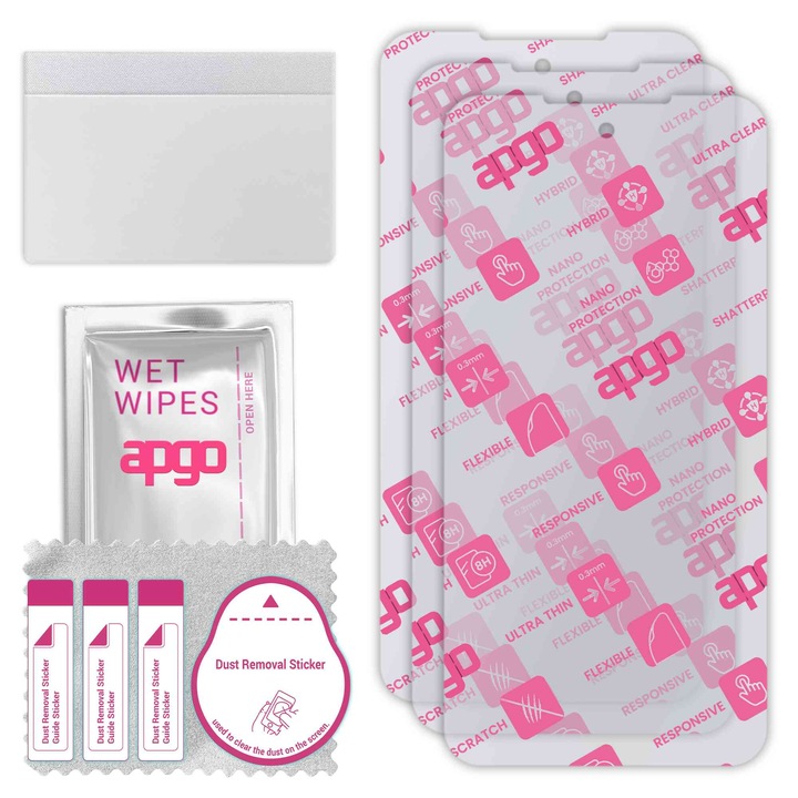 3x apgo Ultra-Clear Hybrid sticla protectoare compatibila cu Cat S75, sticla nano flexibila, inlocuire excelenta pentru sticla temperata, rezistenta la zgarieturi