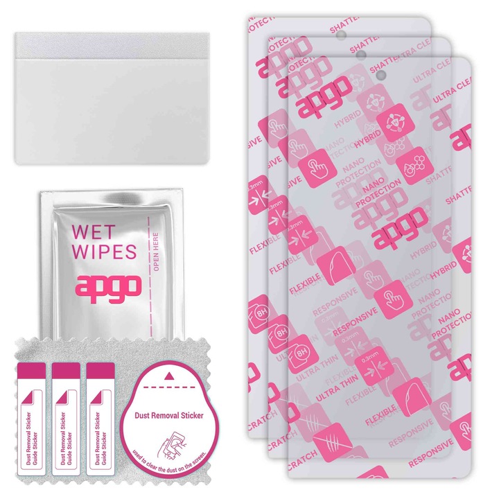 3x apgo Ultra-Clear Hybrid sticla protectoare compatibila cu Tecno Phantom V Fold, sticla nano flexibila, inlocuire excelenta pentru sticla temperata, rezistenta la zgarieturi