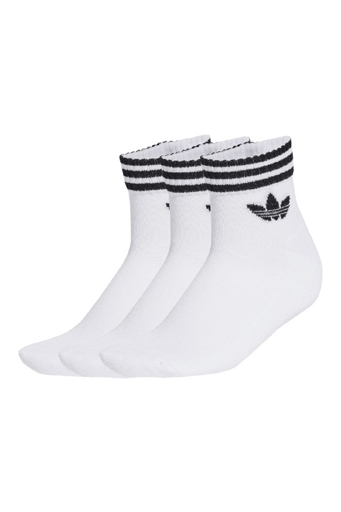 adidas Originals, Унисекс къси чорапи - 3 чифта, Черен/Бял
