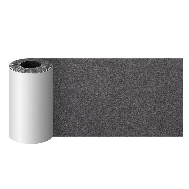 Самозалепващо фолио от еко кожа, Axroad Mall, Тапицерия за ремонт и претапициране на диван, стол, фотьойл, интериор на автомобил, Силно самозалепващо, Лесно за поставяне, Устойчиво и издръжливо, 7.6*152 см, Тъмносив