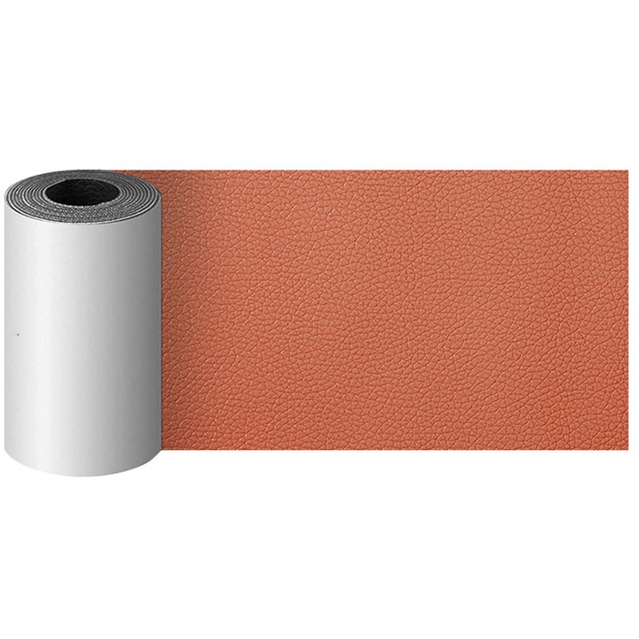 Самозалепващо фолио от еко кожа, Axroad Mall, Текстурирано, Тапицерия за ремонт и претапициране на диван, стол, фотьойл, интериор на автомобил, Силно самозалепващо, Лесно за поставяне, Устойчиво и издръжливо, 7.6*152 см, Светлокафяво