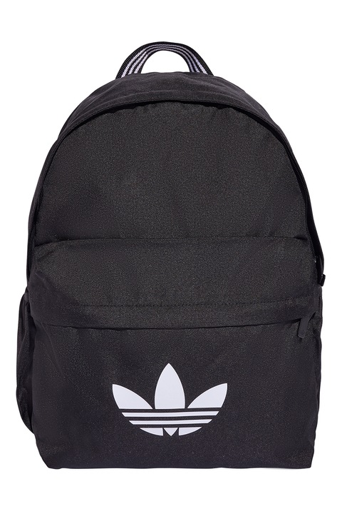 adidas Originals, Раница с контрастно лого, Бял, Черен, Антрацитно сиво