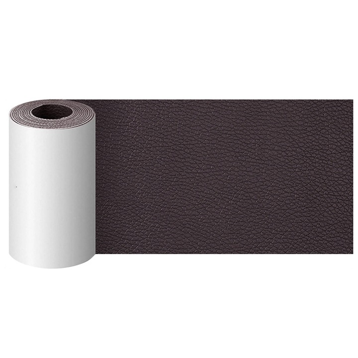 Folie piele ecologica autoadeziva, Axroad Mall, Texturat, Tapiterie pentru reconditionare si retapitare canapea, scaun, fotoliu, interior auto, Autoadeziv puternic, Usor de aplicat, Rezistenta si durabila, 7.6*152cm, Wenge