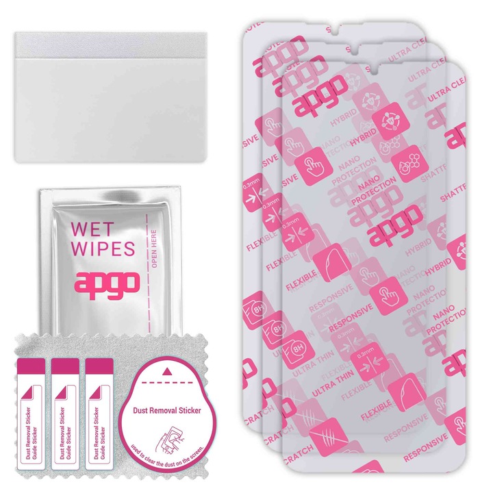 3x apgo Ultra-Clear Hybrid sticla protectoare compatibila cu Xiaomi Redmi 9A Sport, sticla nano flexibila, inlocuire excelenta pentru sticla temperata, rezistenta la zgarieturi