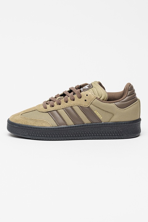 adidas Originals, Pantofi sport cu garnituri din piele intoarsa Samba XLG, Maro inchis/Kaki, 41 1/3