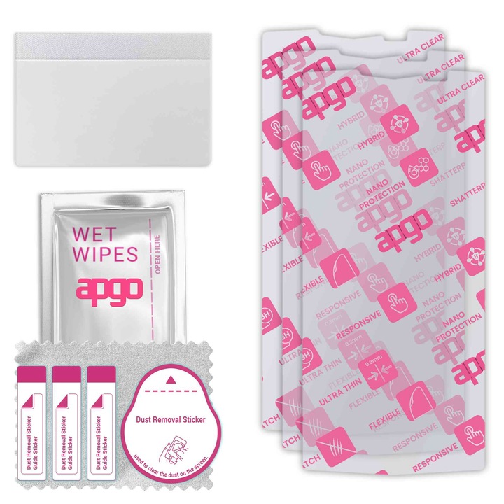 3x apgo Ultra-Clear Hybrid sticla protectoare compatibila cu Doogee N100, sticla nano flexibila, inlocuire excelenta pentru sticla temperata, rezistenta la zgarieturi