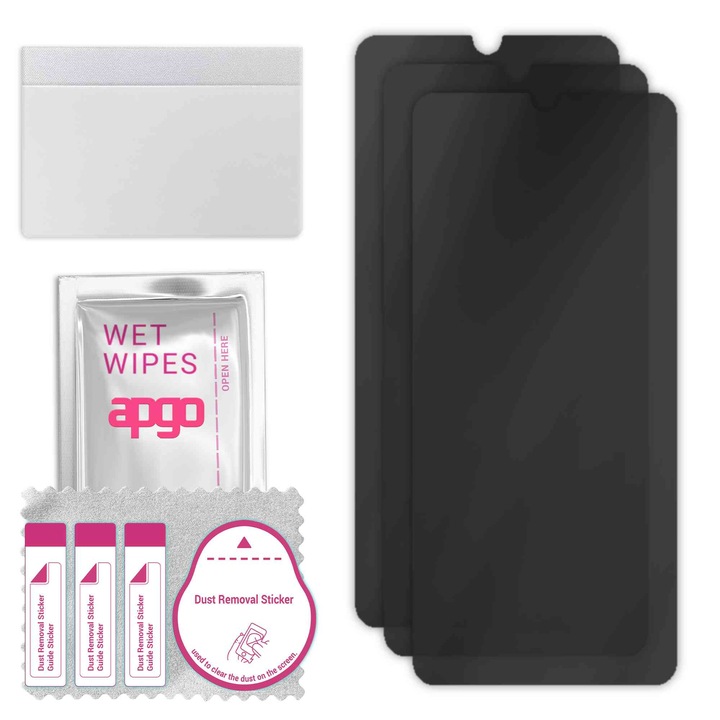 3x apgo PRIVACY защитно стъкло за HTC Desire 20 Plus – хибридно стъкло, пълно лепене, гъвкаво стъкло