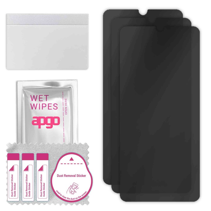 3x Sticla de protectie PRIVACY apgo pentru Samsung Galaxy A40 – sticla hibrid, full glue, flexible glass
