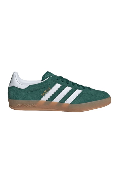 adidas Originals, Велурени спортни обувки Gazelle с лого, Бял/Зелен, 40 2/3