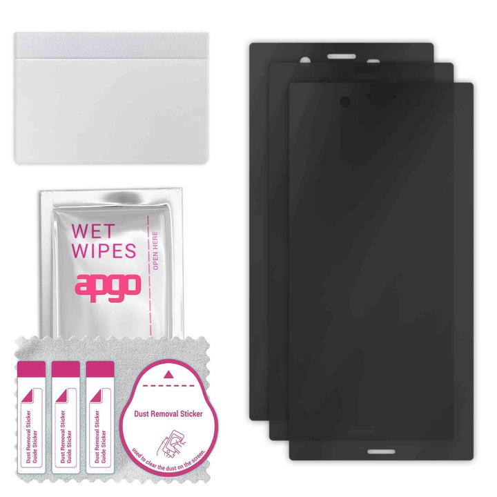 3x apgo PRIVACY защитно стъкло за Sony Xperia XZ – хибридно стъкло, пълно лепило, гъвкаво стъкло