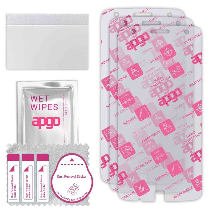 3x apgo Ultra-Clear Hybrid sticla protectoare compatibila cu Motorola Moto Z Play, sticla nano flexibila, inlocuire excelenta pentru sticla temperata, rezistenta la zgarieturi