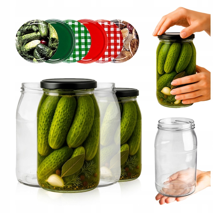 30x Borcan de sticla 900 ml pentru miere, conserve, suc