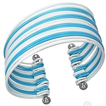 Bratara lata alb cu albastru - BeSpecial 1229, 16, Albastru Bratara lata alb cu albastru - BeSpecial 1229, 16, Albastru