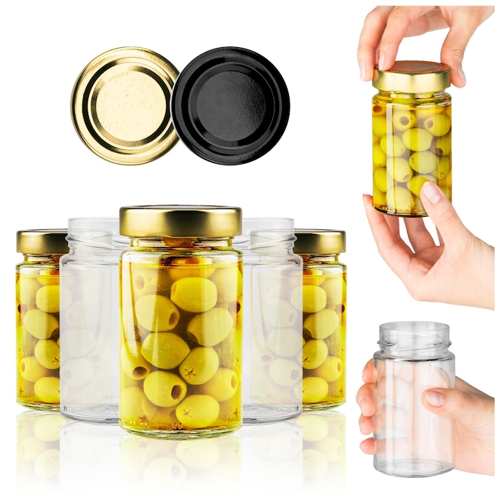 50x Borcan de sticla 245 ml pentru carne, pate, miere, dulceata