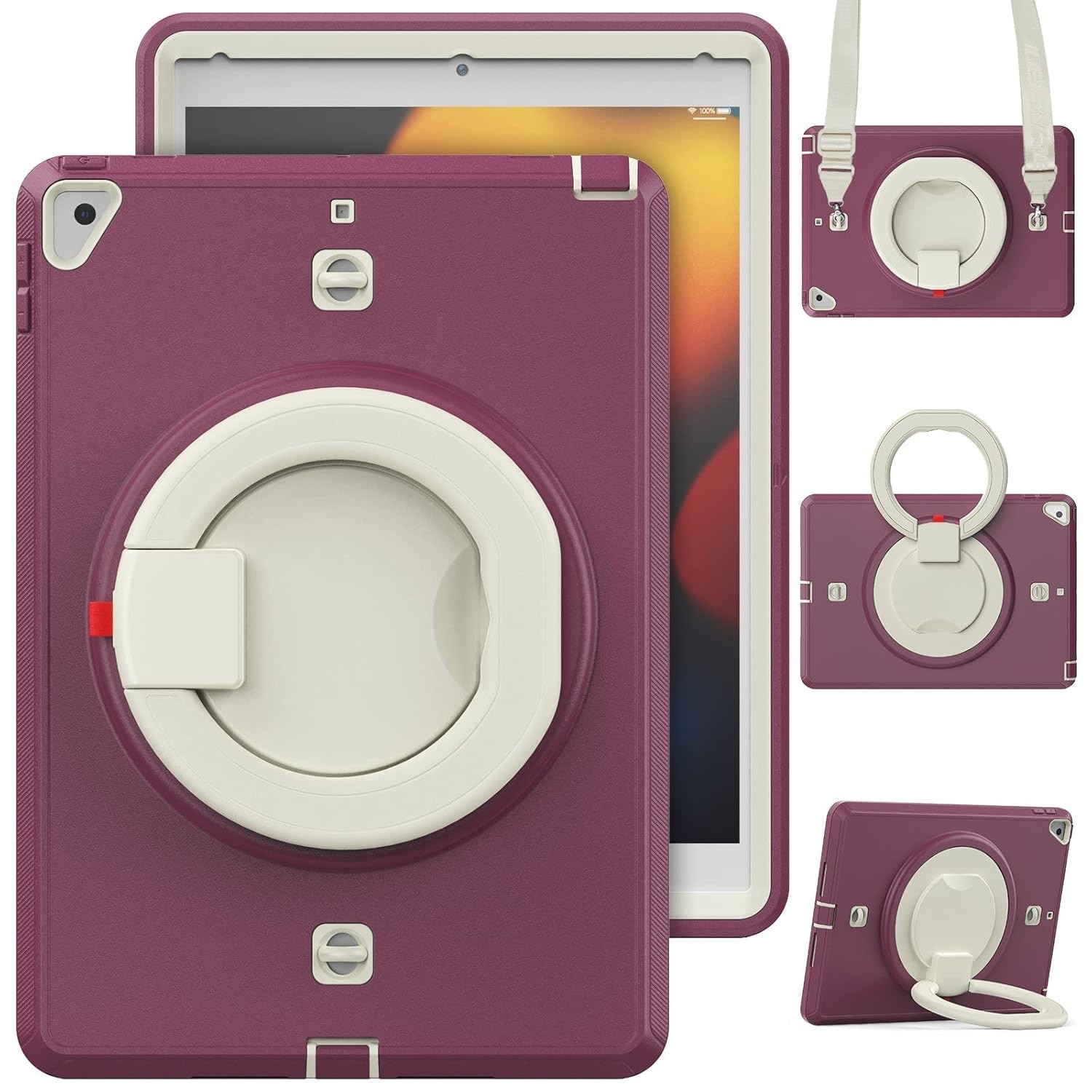 Husa compatibila cu iPad 10.2 (2019/2020/2021), iPad 10.5 Visiniu-Crem