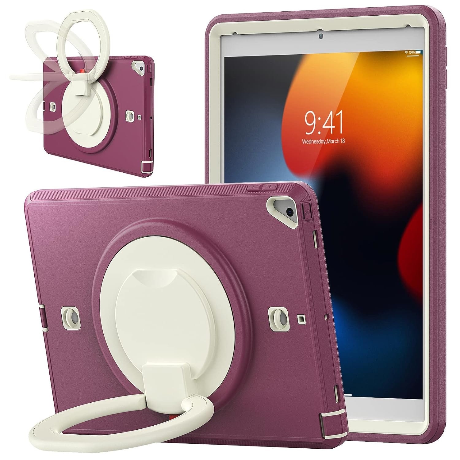 Husa compatibila cu iPad 10.2 (2019/2020/2021), iPad 10.5 Visiniu-Crem