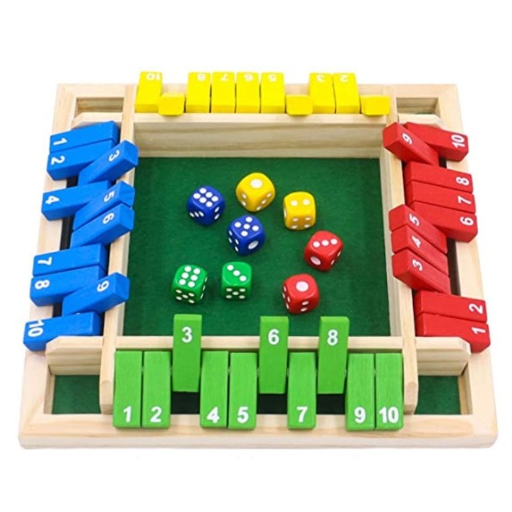 Игра Затвори кутията, дърво, 2-4 играчи, Настолна, Многоцветна