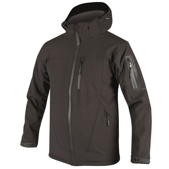 Jacheta de iarna impermeabila cu gluga, culoarea negru, Softshell Spirit Winter H2043 S NEGRU