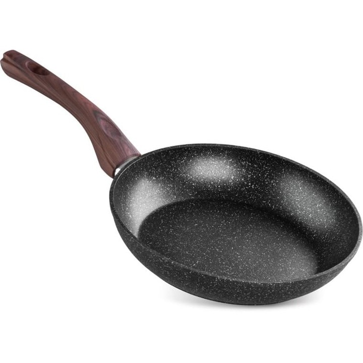 Tigaie rotunda premium antiaderenta BLM-26, triplustrat, compatibila cu toate sursele de caldura, diametru 26 cm, maner lemn