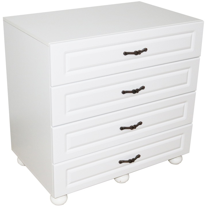 Comoda Dynasty, Alb, cu 4 sertare 90 x 58 x 88 cm