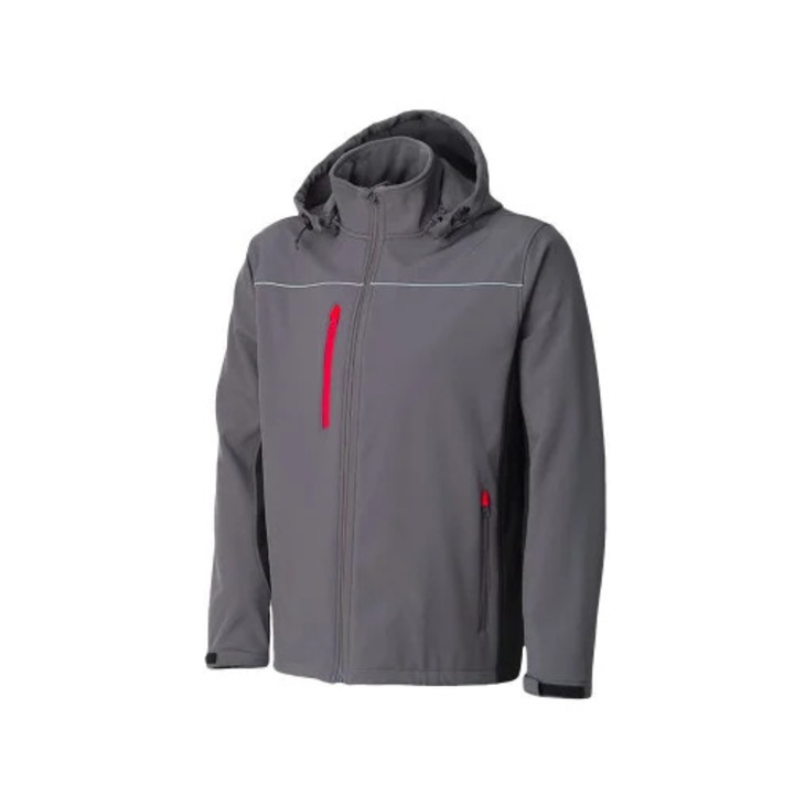 Jacheta softshell cu gluga Renania Atletico, culoarea gri, softshell L GRI