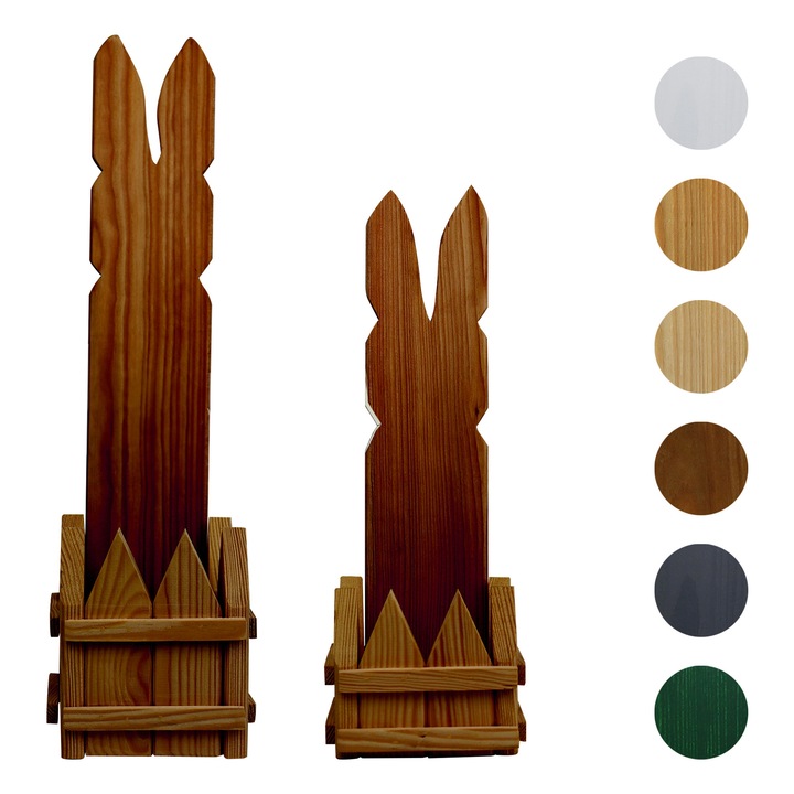 Decoratiune de Paste Iepuras din lemn – Bronz, inaltime 40 / 50 cm 2 buc