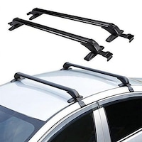 Bare portbagaj universale transversale din aluminiu, Wacorresi, Set bare transversale portbagaj, cu antifurt, cu inchidere, cheie set 2 bucati, pentru toate masinile dotate cu bare longitudinale, 110cm, negru