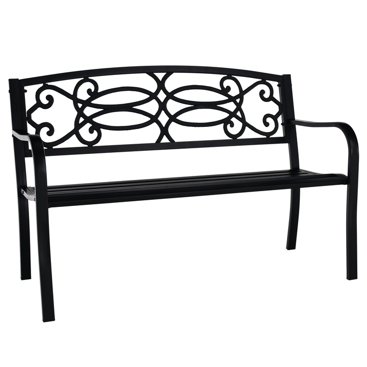 Banca gradina metal negru Venda 127x60x85 cm