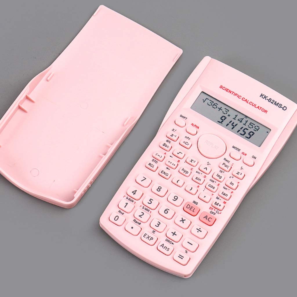 Calculator stiintific mecanic, display LCD, 240 functii, 12 cifre, Roz ...