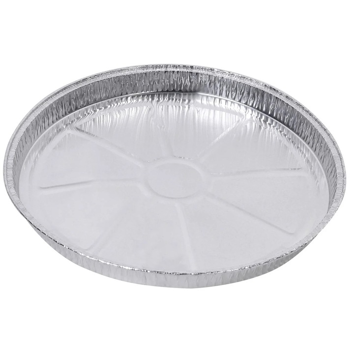 Set de tavi, unica folosinta, rotunde, aluminiu, argintiu, 3 buc, 33x2cm