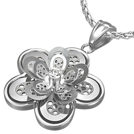 Pandant otel inox in forma de floare 3D