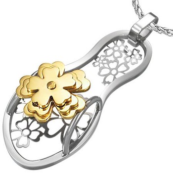 Pandant otel in forma de papuc cu floare aurie Be Lucky - BeSpecial 1094, 5, Auriu Pandant otel in forma de papuc cu floare aurie Be Lucky - BeSpecial 1094, 5, Auriu