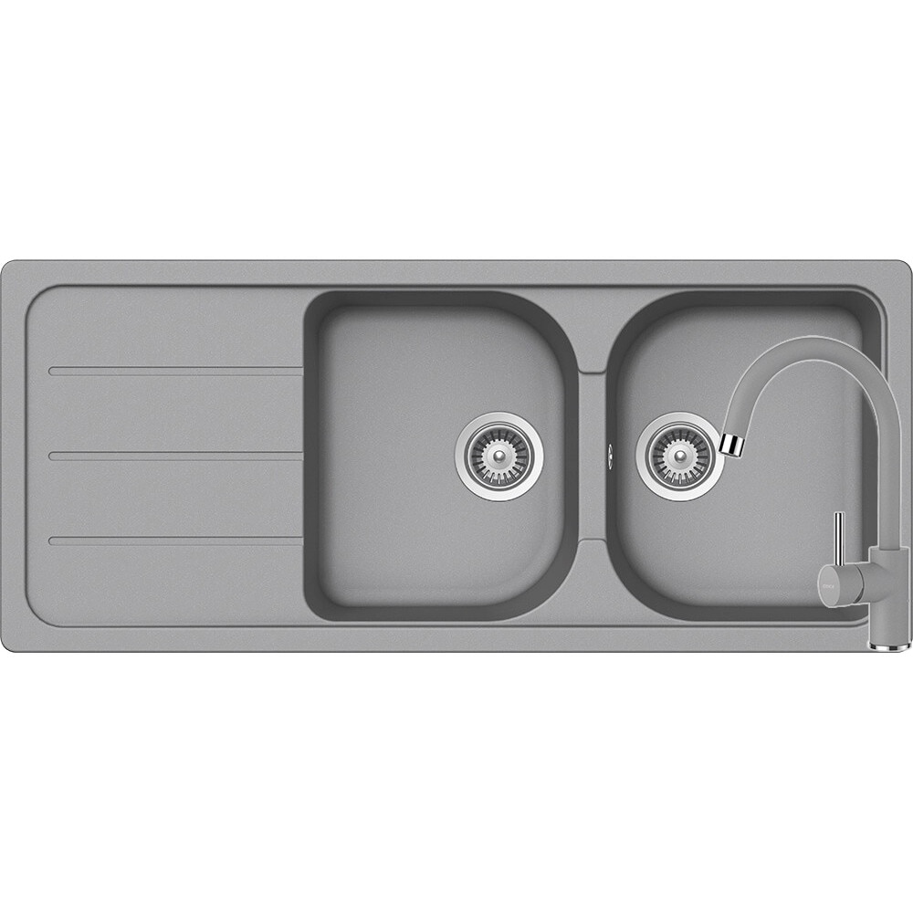 Kit chiuveta Schock Formhaus D-200 1160 x 500 mm si baterie Schock Plutos Croma Cristalite