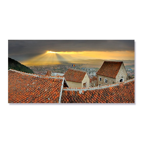 Tablou Canvas - Rasnov, Transilvania, Romania, Apus 50 x 100 cm