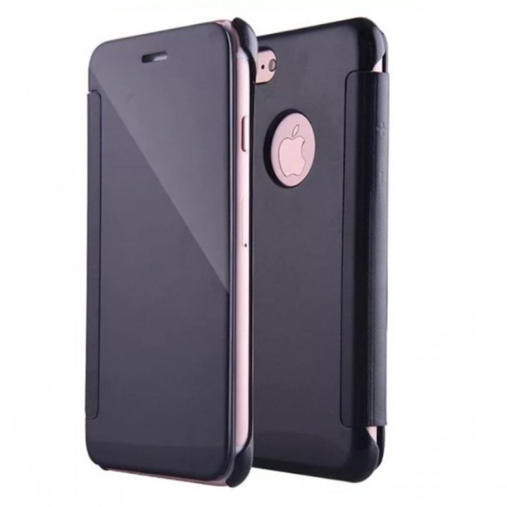 Tellur Mirror PU leather Védőtok Apple iPhone 8 / iPhone 7 mobiltelefonhoz, Fekete