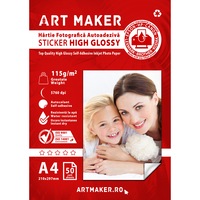 Hartie foto autoadeziva Art Maker Sticker Glossy, A4, 115g/mp, 50 coli