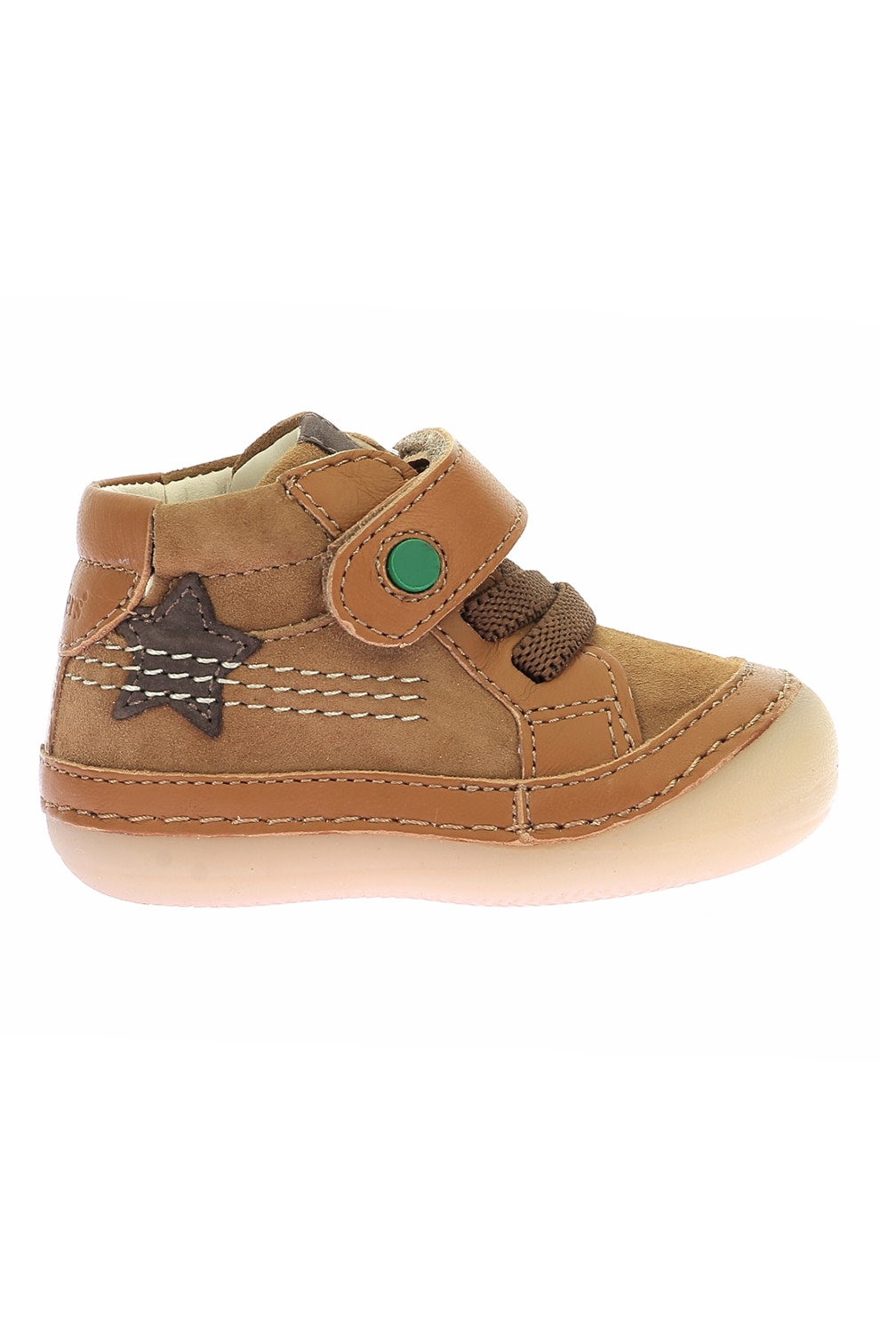 Kickers kids, Pantofi din piele cu inchidere velcro Sushy, Verde