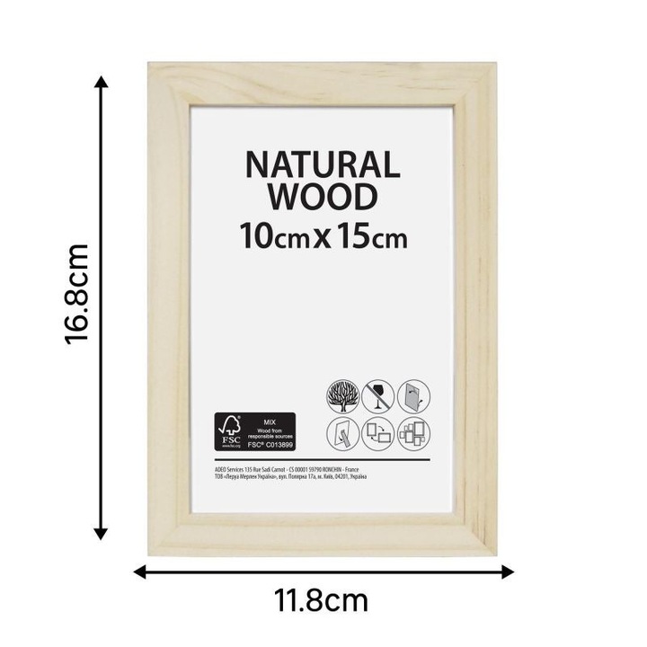 Rama foto lemn natur Natural Wood 10 x 15 cm decor interior minimalist