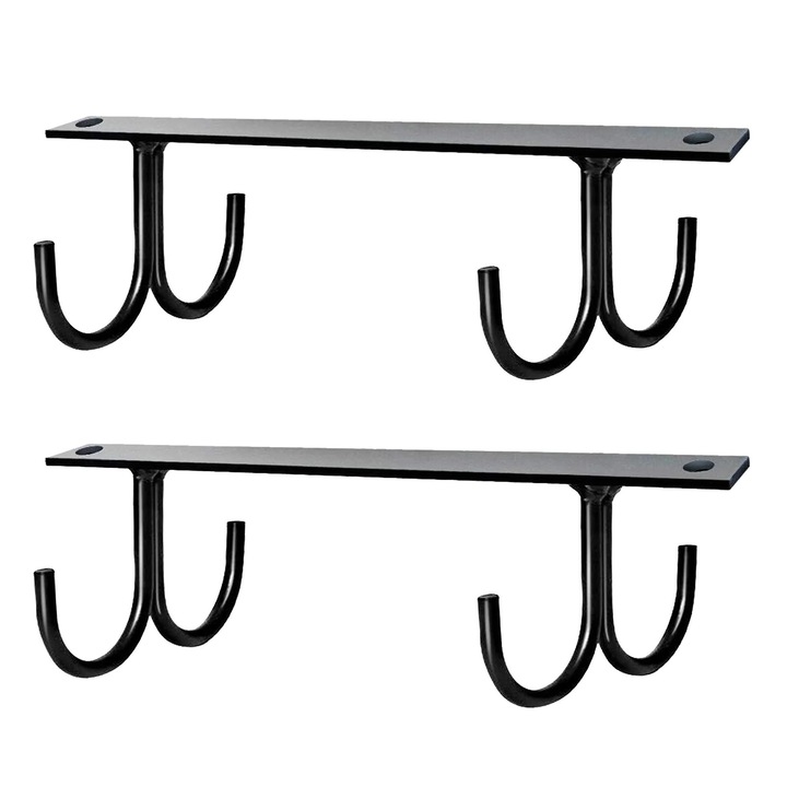 Pohártartók, 2 darabos, könnyen beszerelhető a szekrény alá, kompakt kialakítás, 20x6x7cm, fém