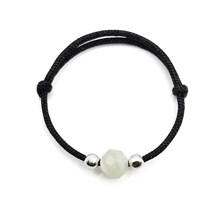 Inel handmade, ajustabil, din argint 925, Lexy's Boutique, pietre sempretioase sidef, alb