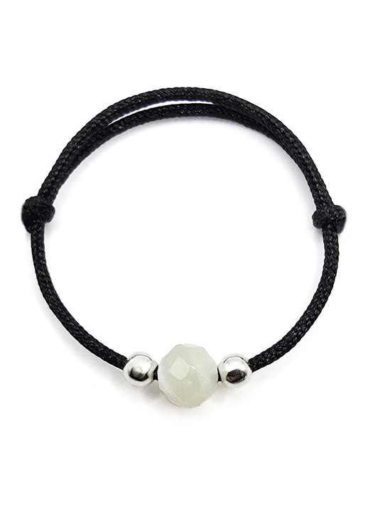 Lexy's Boutique, Inel lucrat manual, ajustabil, cu detalii din argint 925 si pietre pretioase, Alb