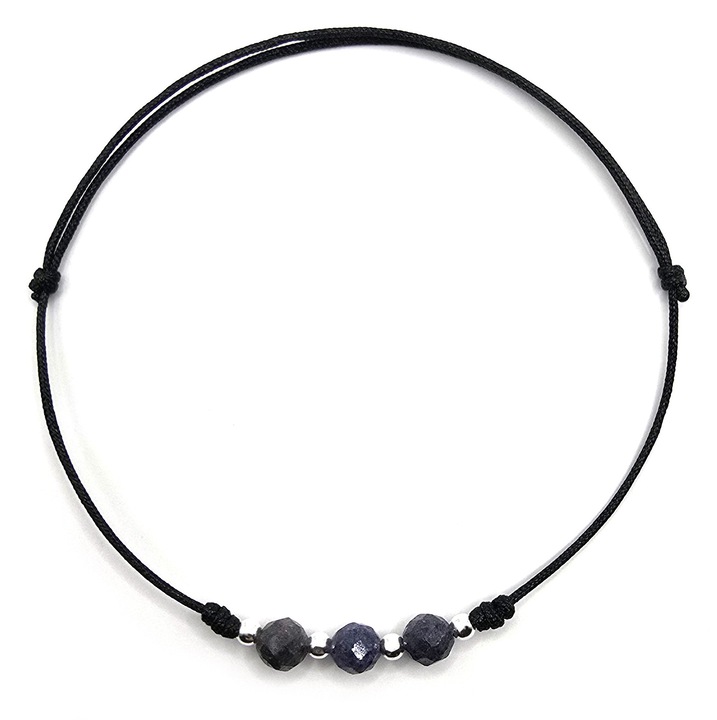 Bratara handmade, ajustabila, din argint 925, Lexy's Boutique, pietre sempretioase safir, multicolor