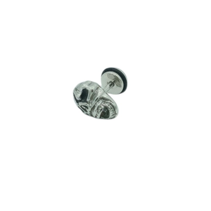 Cercei Inox tip piercing 1,4 cm lungime cu cap de mort 1,1 cm Carolina